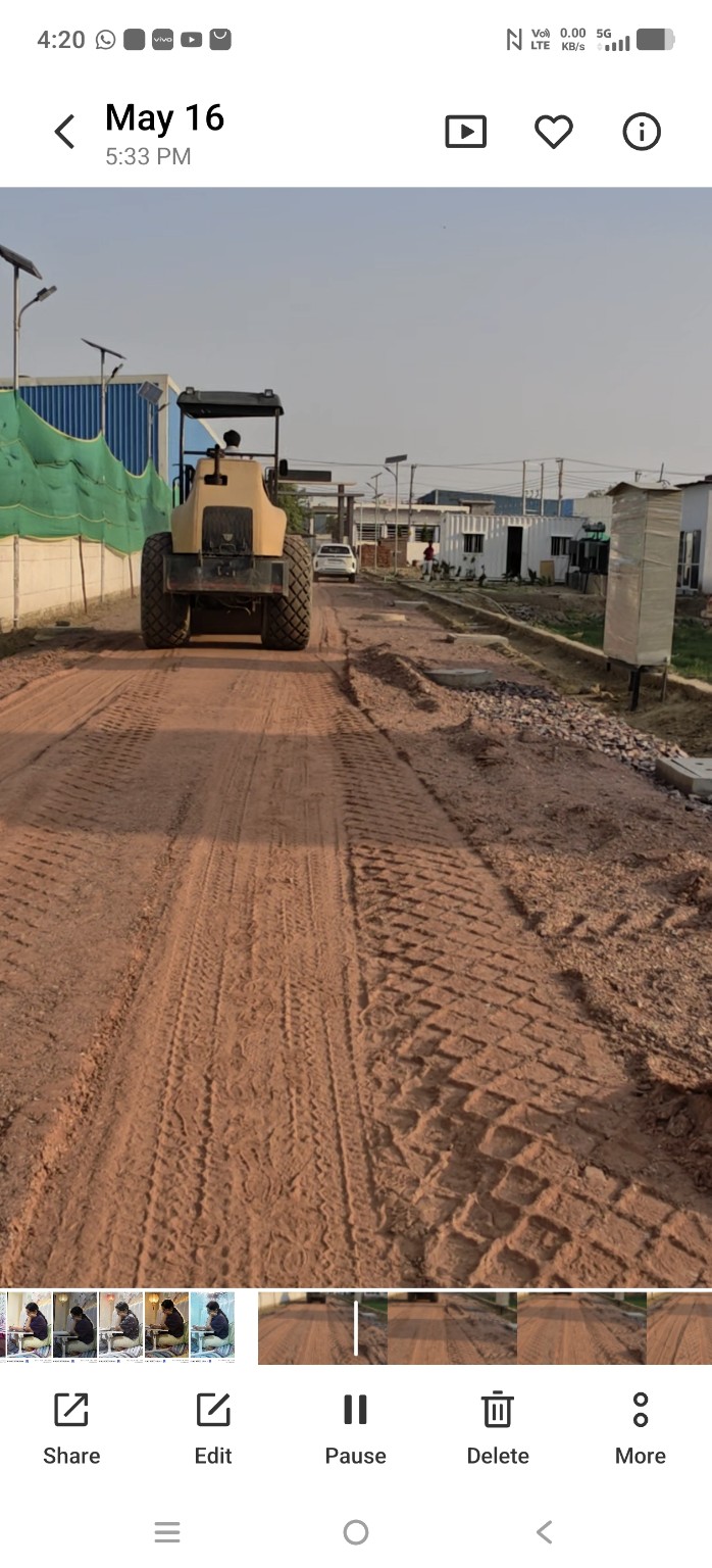 Road-bed compaction before layer construction in Faridabad