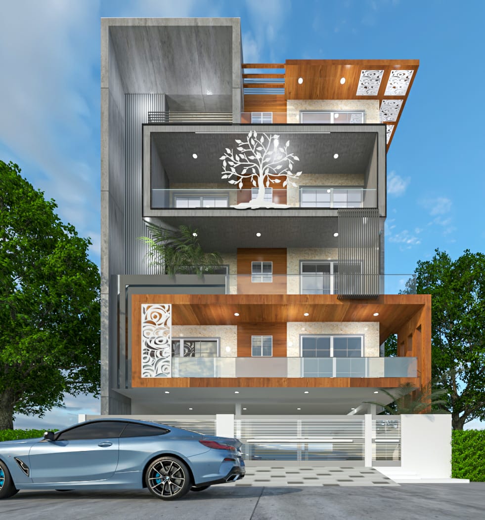 Front architectural elevation design for Plot No. 440 Sector 45 Gurugram
